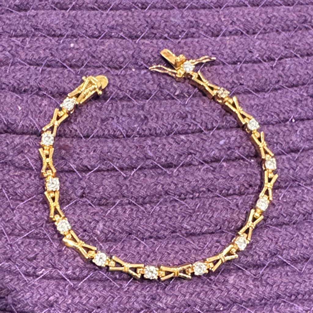 *Gold-Tone Crystal Link Bracelet For Women